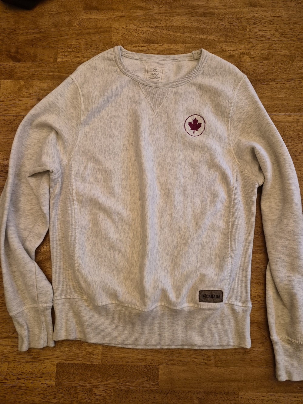 Women's Light Gray Crewneck Sweater with Maple Emblem - Picture 6 of 6